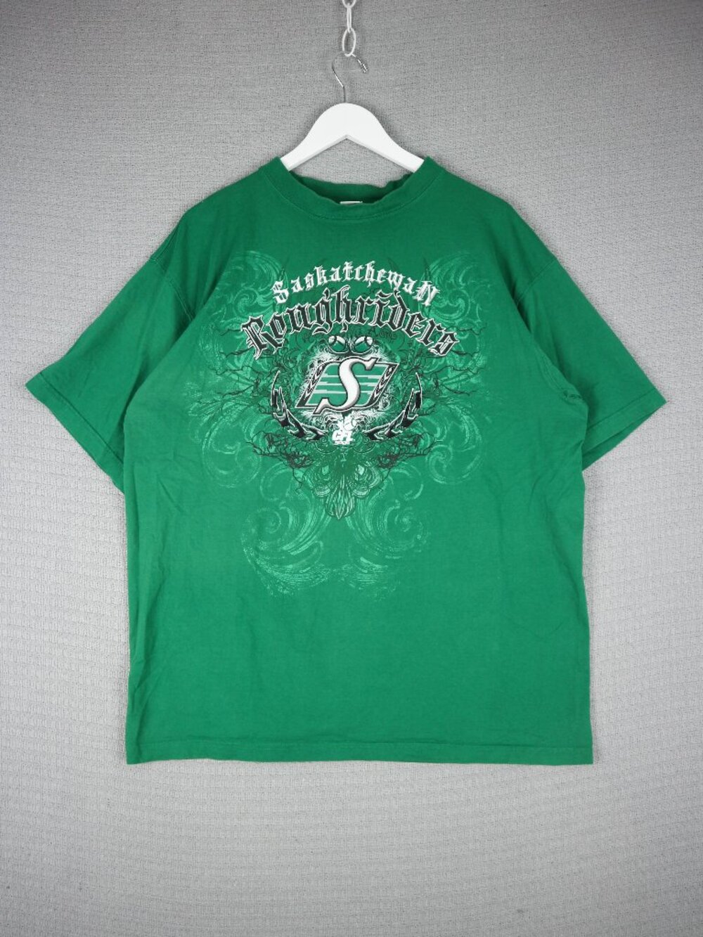 Saskatchewan Roughriders Y2K Grunge Style Tee Football Green Mens XXL